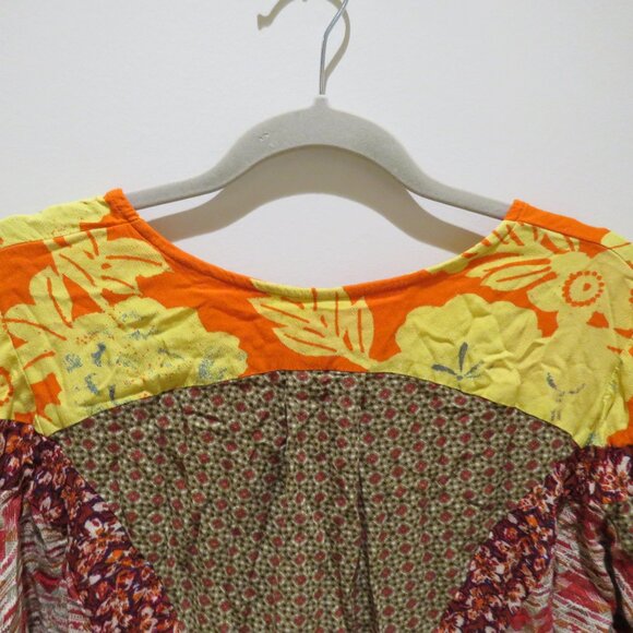FREE PEOPLE Aloha State of Mind Tunic Top Patchwork Boho Swing Festival Cropped - Picture 12 of 14